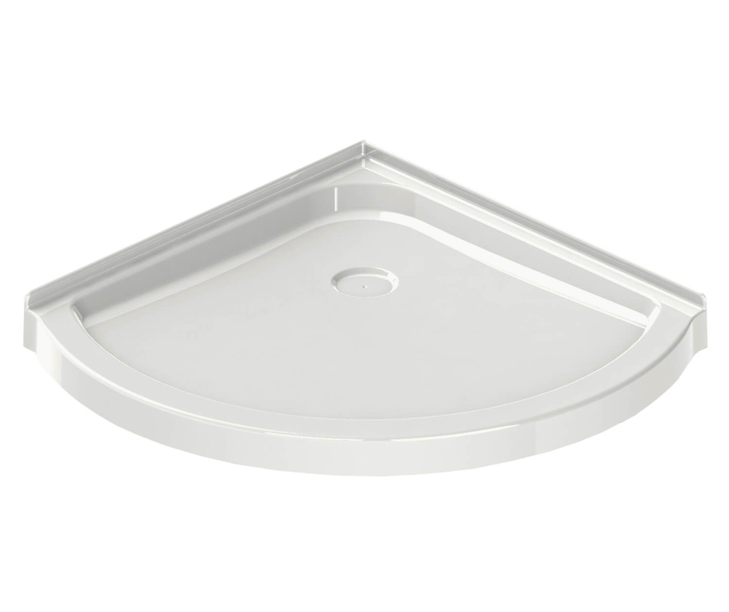 Round Base 36 3 in. 36 x 36 Acrylic Corner Left or Right Shower Base with Corner Drain in White - Plumbing Market