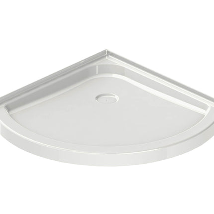 Round Base 36 3 in. 36 x 36 Acrylic Corner Left or Right Shower Base with Corner Drain in White - Plumbing Market