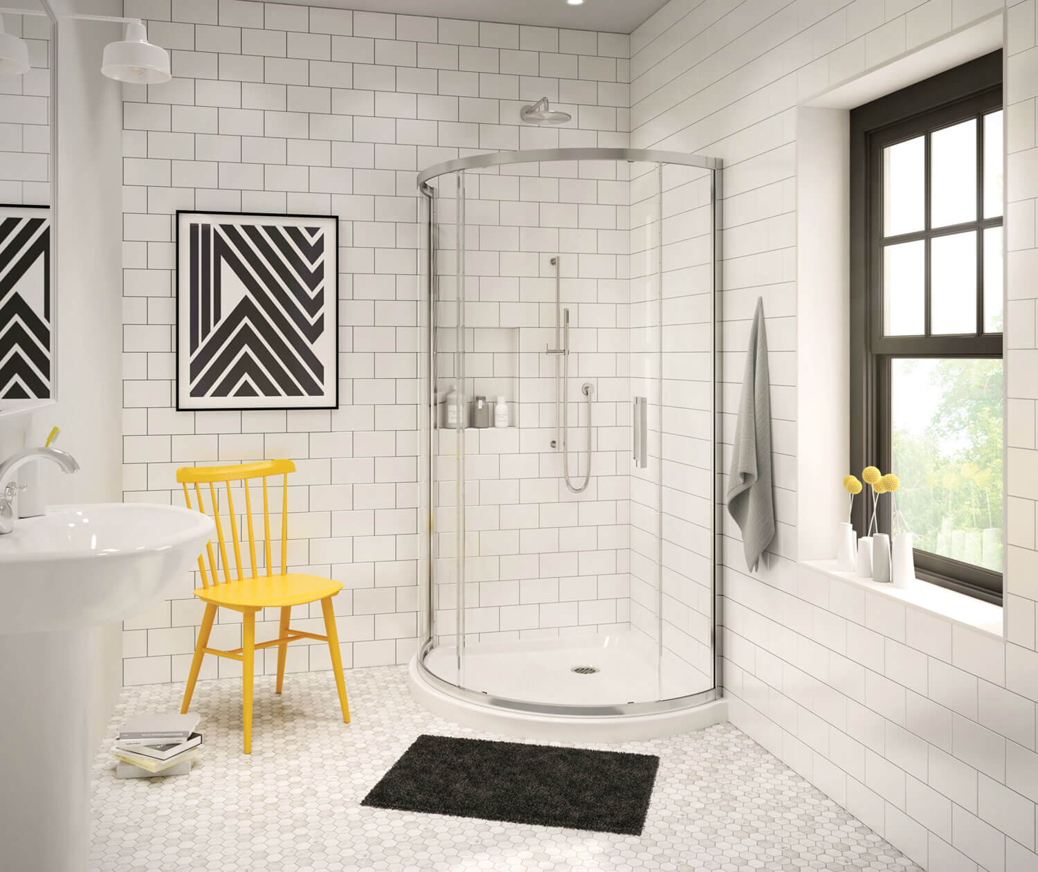 Round Base 36 3 in. 36 x 36 Acrylic Corner Left or Right Shower Base with Corner Drain in White - Plumbing Market