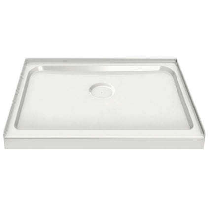 Square Base 36 3 in. 36 x 36 Acrylic Alcove Shower Base with Back Center Drain in White - Plumbing Market