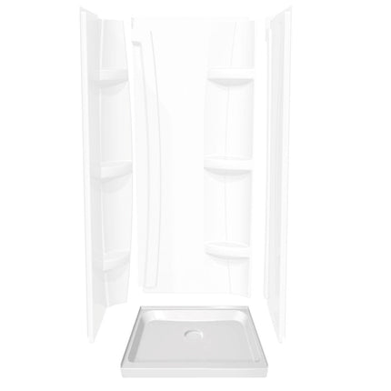 Square Base 36 3 in. 36 x 36 Acrylic Alcove Shower Base with Back Center Drain in White - Plumbing Market