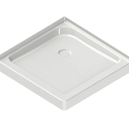 Square Base 32 3 in. 32 x 32 Acrylic Corner Left or Right Shower Base with Corner Drain in White - Plumbing Market