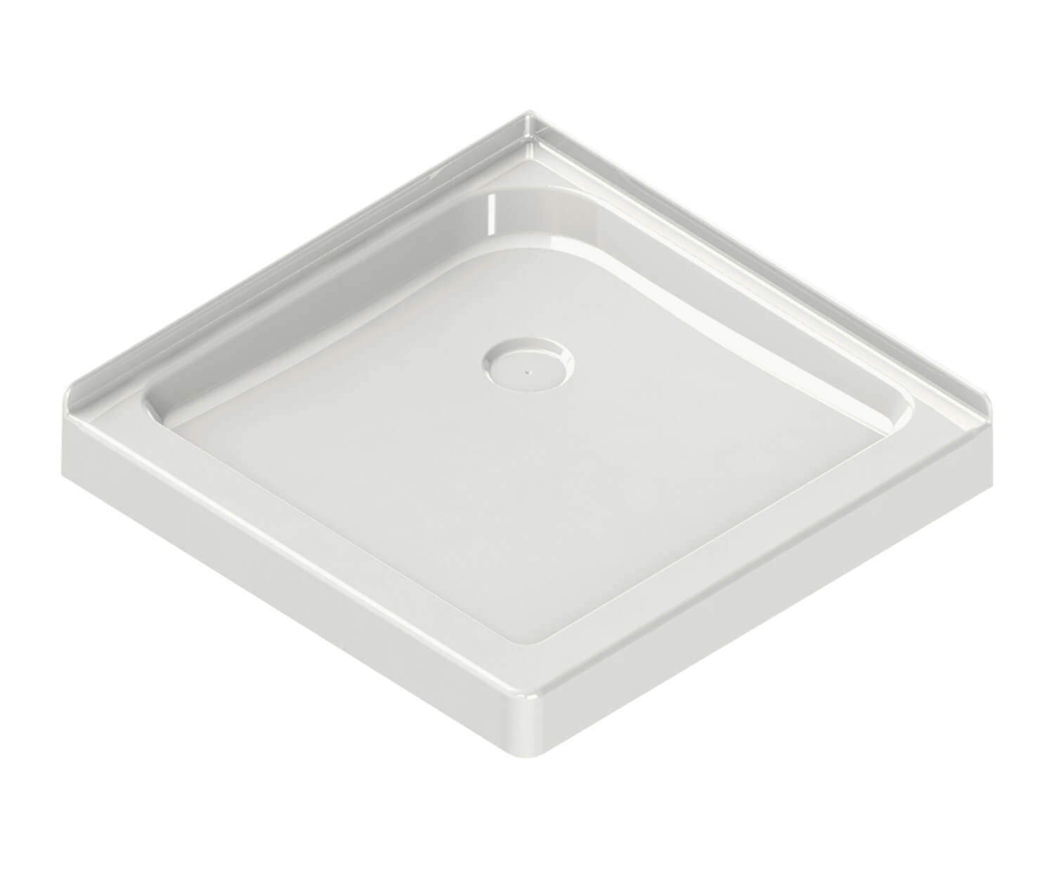 Square Base 36 3 in. 36 x 36 Acrylic Corner Left or Right Shower Base with Corner Drain in White - Plumbing Market