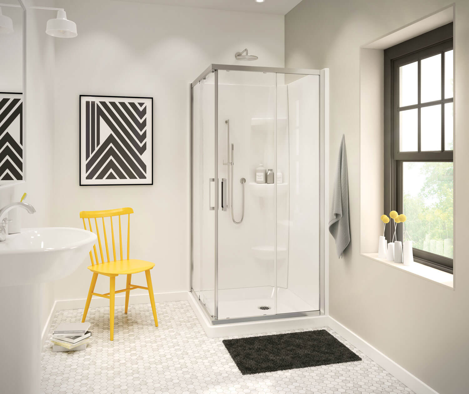 Square Base 36 3 in. 36 x 36 Acrylic Corner Left or Right Shower Base with Corner Drain in White - Plumbing Market