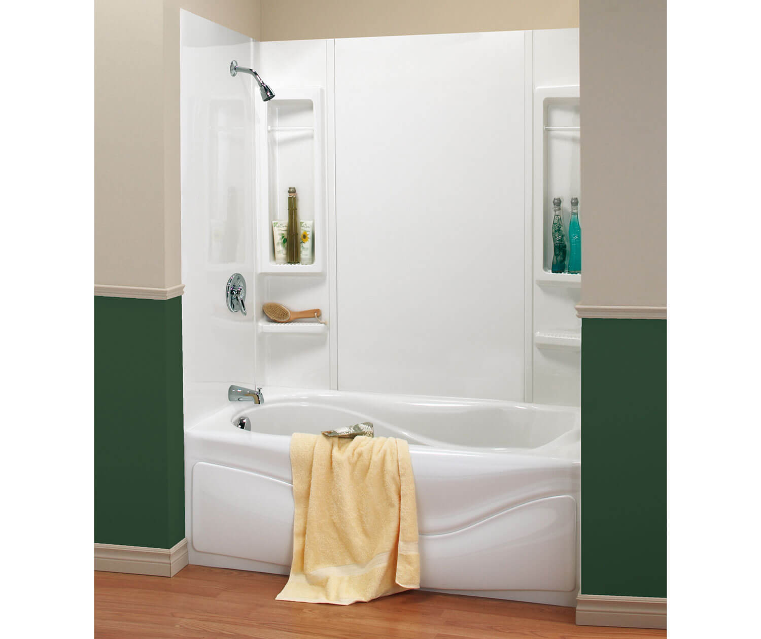 Finesse 59 61 x 34 Polystyrene Glue up Five-Piece Tub Wall Surround in White - Plumbing Market