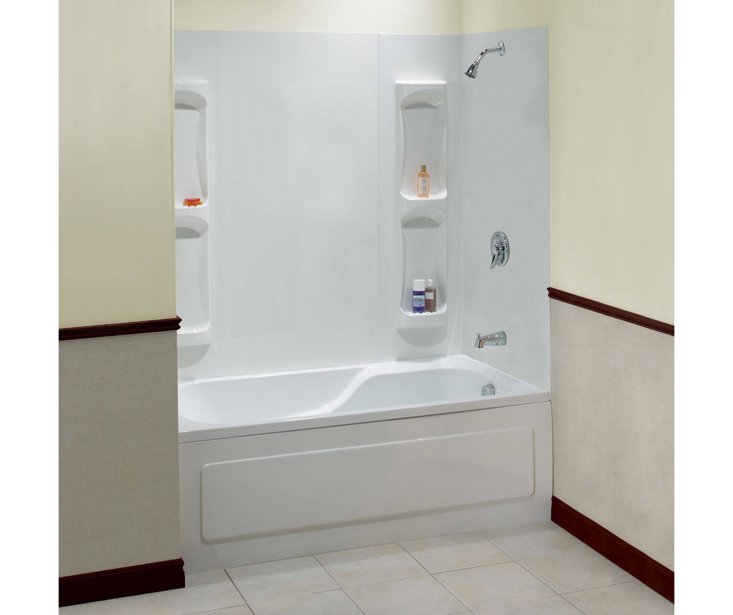 Utah 59 Polystyrene Glue up Five-Piece Tub Wall Surround in White - Plumbing Market