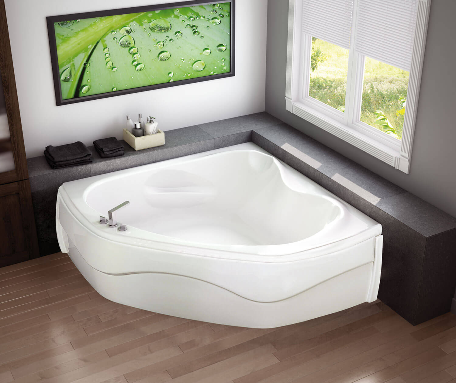 Vichy 6060 Acrylic Corner Center Drain Bathtub in White - Plumbing Market