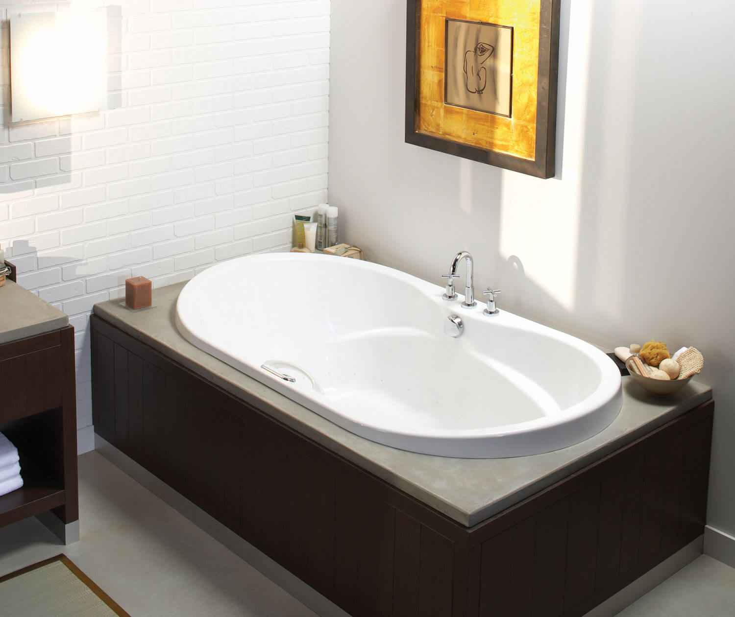 Living 7242 Acrylic Drop-in Center Drain Bathtub in White - Plumbing Market