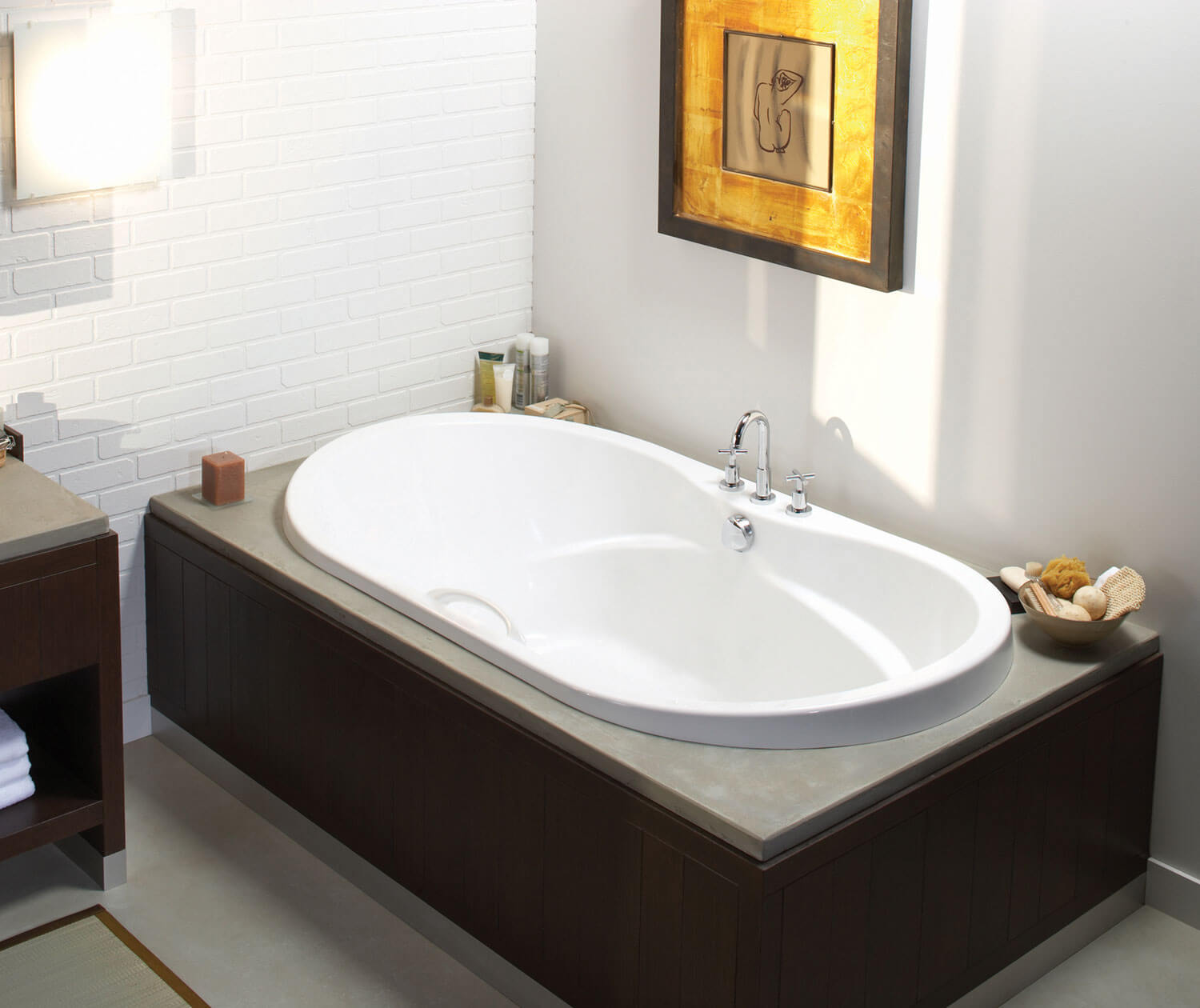 Living 7242 Acrylic Drop-in Center Drain Bathtub in White - Plumbing Market