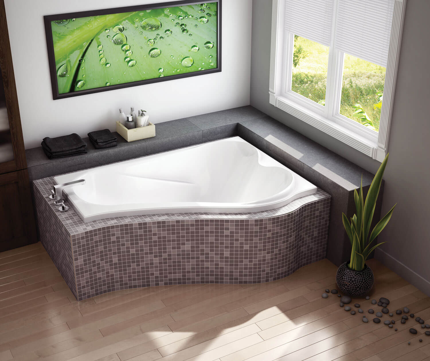 Vichy 6043 ASY Acrylic Corner Left-Hand Drain Bathtub in White - Plumbing Market