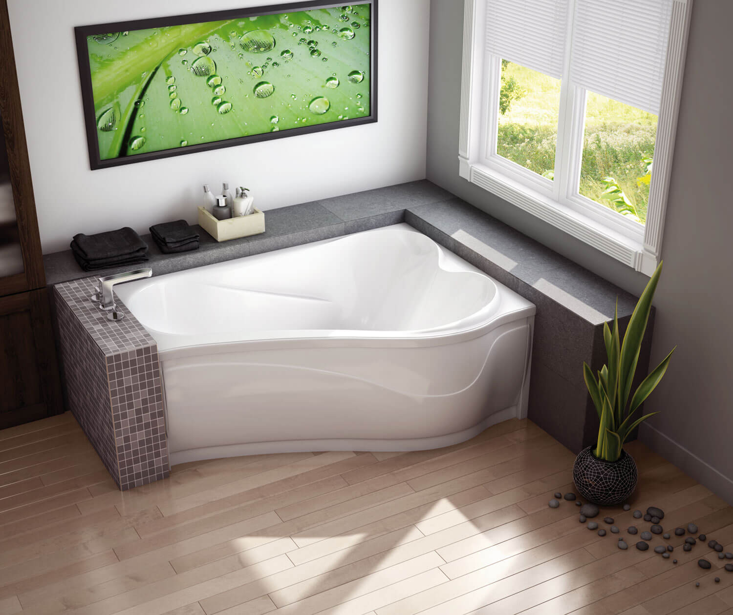 Vichy 6043 ASY Acrylic Corner Left-Hand Drain Bathtub in White - Plumbing Market