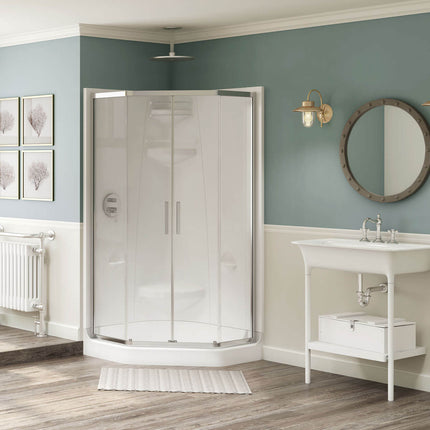 Freestyle 37 Neo-Angle 37 x 37 Acrylic Corner Center Drain One-Piece Shower in White - Plumbing Market