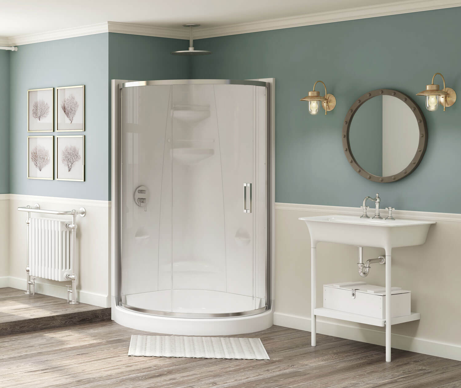 Freestyle 37 Round 37 x 37 Acrylic Corner Center Drain Two-Piece Shower in White - Plumbing Market