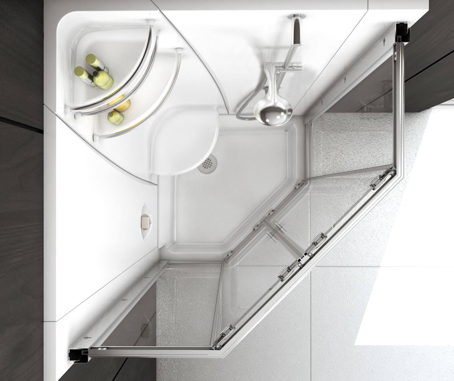 Freestyle 40 Neo-Angle 40 x 40 Acrylic Corner Center Drain Two-Piece Shower in White - Plumbing Market