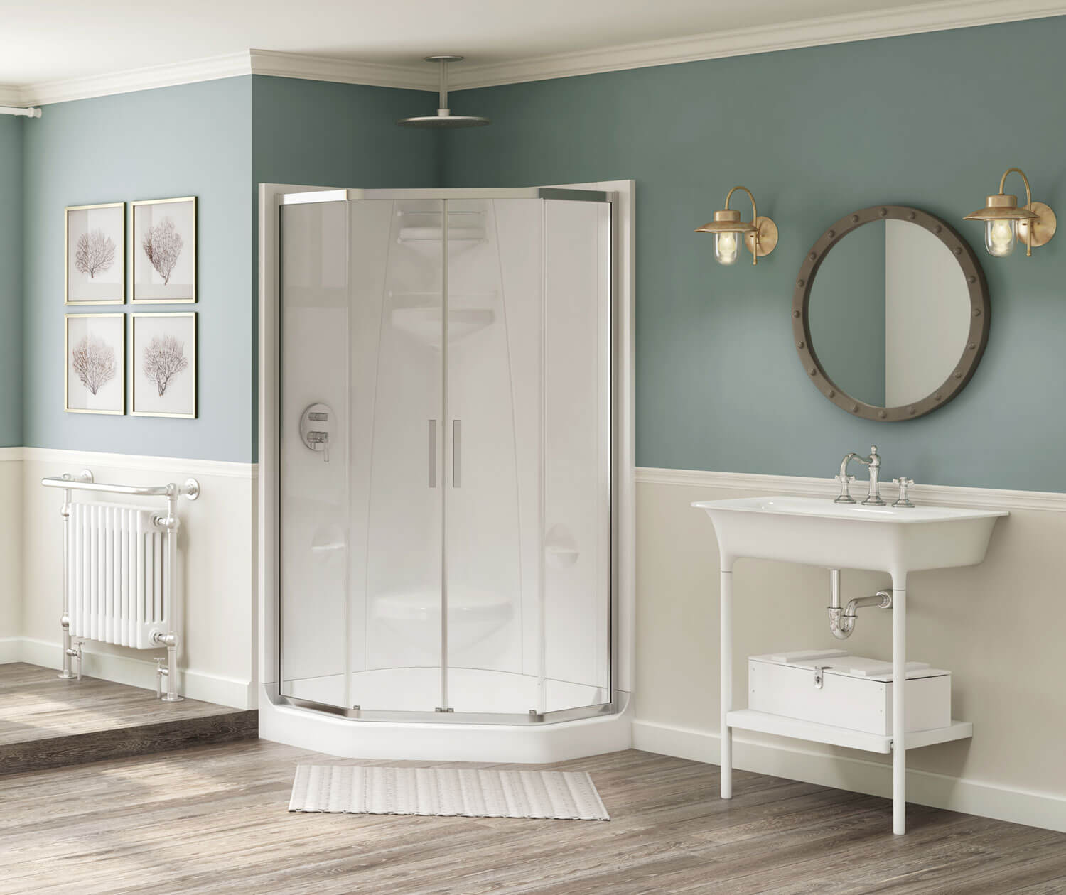 Freestyle 40 Neo-Angle 40 x 40 Acrylic Corner Center Drain Two-Piece Shower in White - Plumbing Market