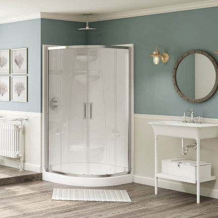 Maax Freestyle 40 Neo-Round 40 x 40 Acrylic Corner Center Drain One-Piece Shower in White 102998-000-001-100 - Plumbing Market