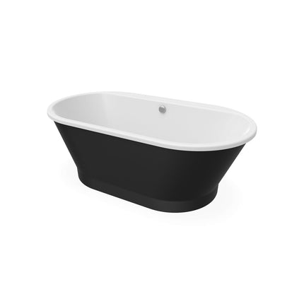 Brioso 6636 AcrylX Freestanding Center Drain Bathtub in White with Black Skirt - Plumbing Market