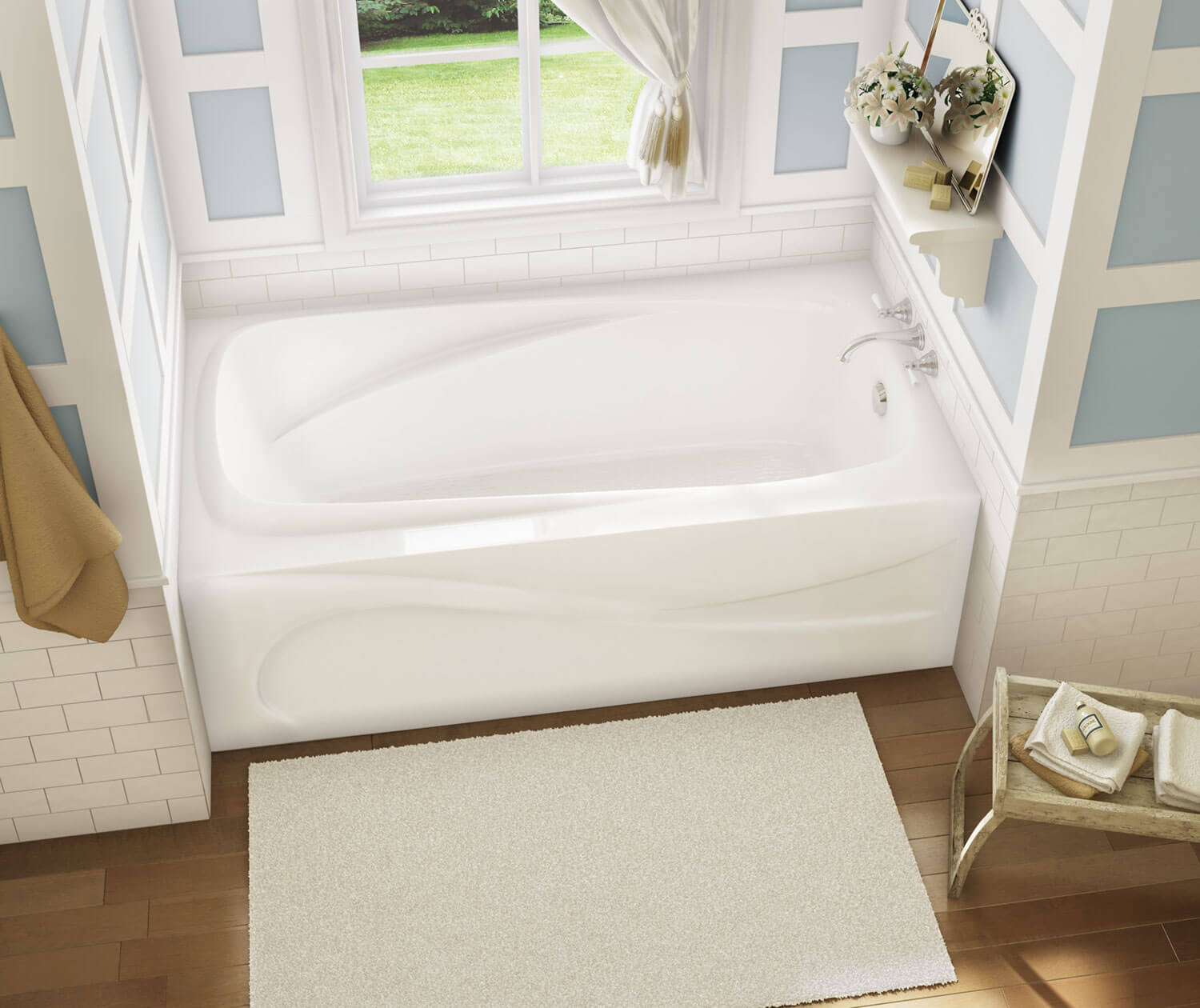 Santorini 60 x 32 Acrylic Alcove Left-Hand Drain Bathtub in White - Plumbing Market