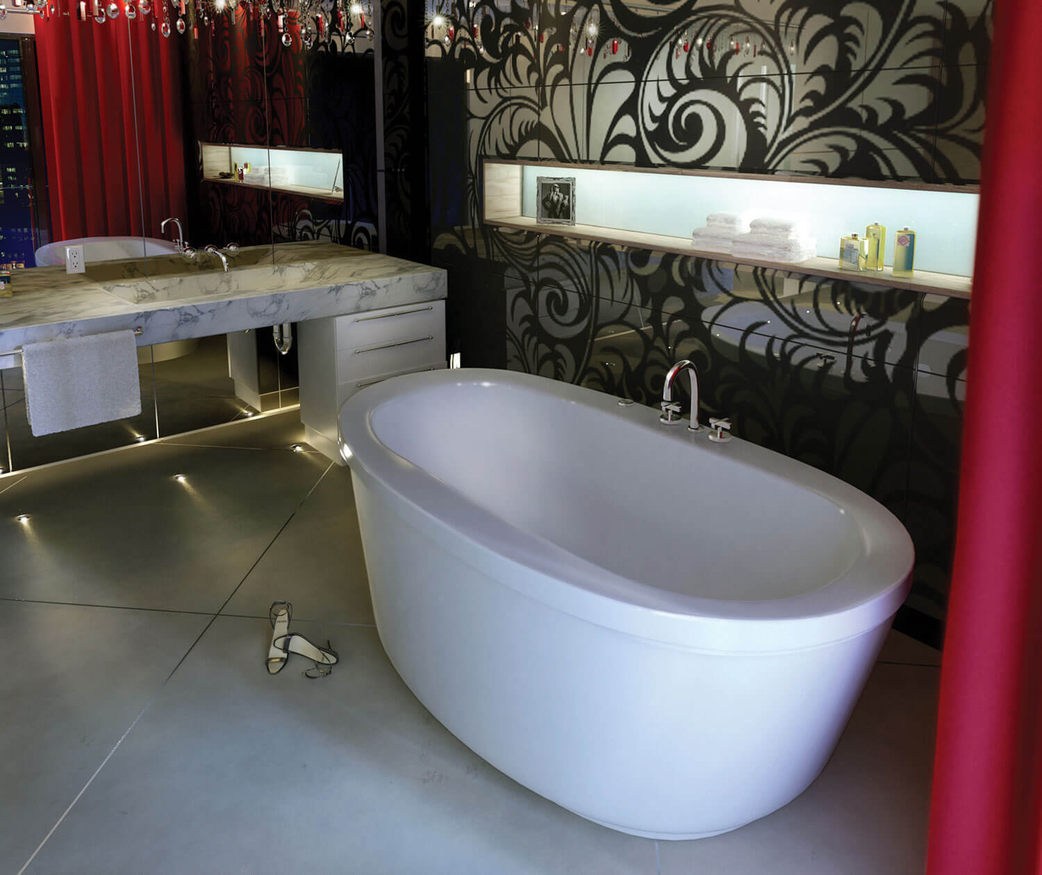 Jazz F 66 x 36 Acrylic Freestanding Center Drain Bathtub in White with White Skirt - Plumbing Market