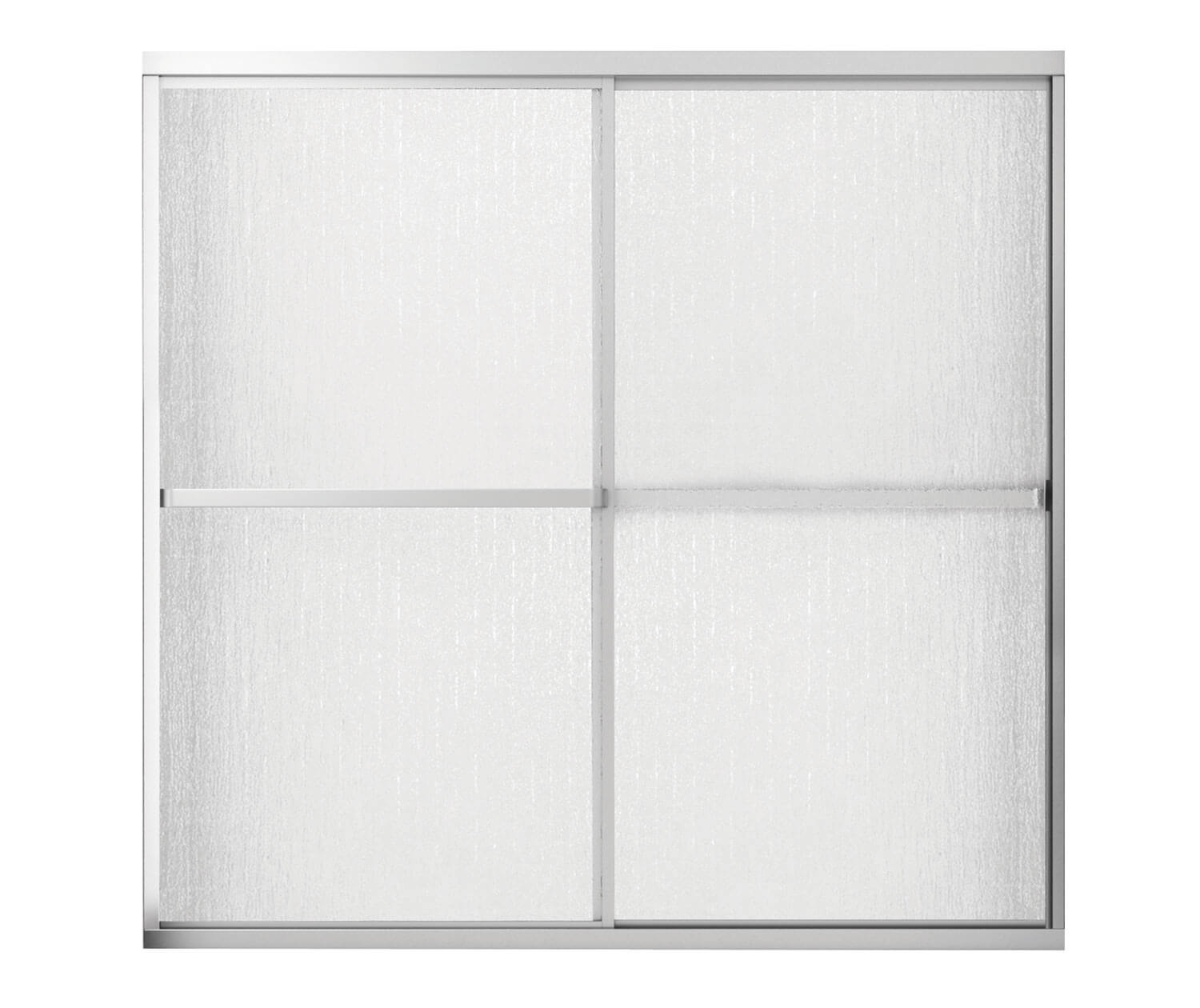 Polar 54-59 ½ in. x 57 in. Bypass Tub Door for Alcove Installation with Raindrop glass in Chrome - Plumbing Market