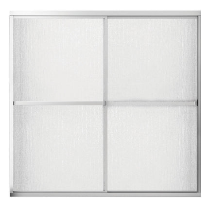 Polar 54-59 ½ in. x 57 in. Bypass Tub Door for Alcove Installation with Raindrop glass in Chrome - Plumbing Market