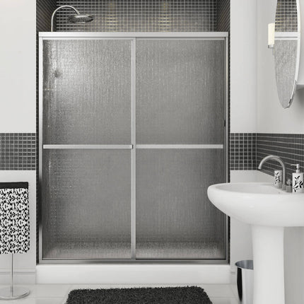 Polar 54-59 ½ in. x 68 in. Bypass Shower Door for Alcove Installation with Raindrop glass in Chrome - Plumbing Market