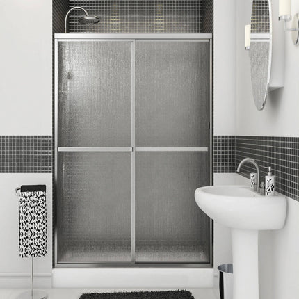 Polar 42-47 ½ in. x 68 in. Bypass Shower Door for Alcove Installation with Raindrop glass in Chrome - Plumbing Market