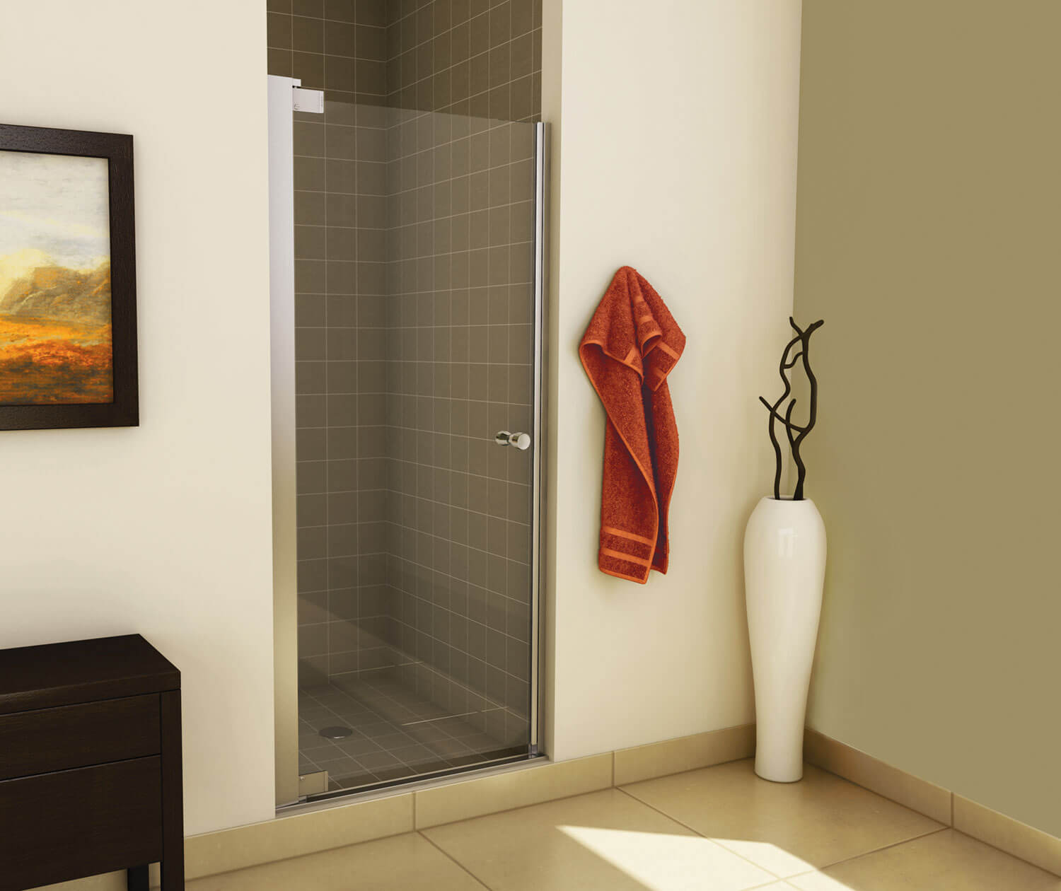 Madono 24 ½-26 ½ x 67 in. 6 mm Pivot Shower Door for Alcove Installation with Clear glass in Chrome - Plumbing Market