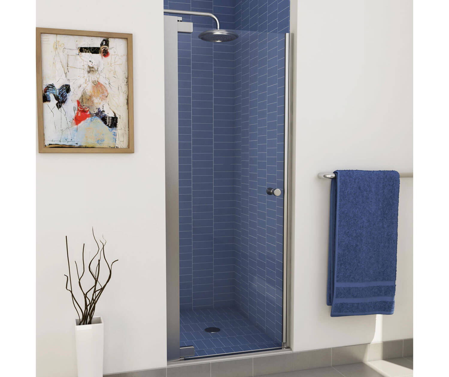 Madono 24 ½-26 ½ x 67 in. 6 mm Pivot Shower Door for Alcove Installation with Clear glass in Chrome - Plumbing Market