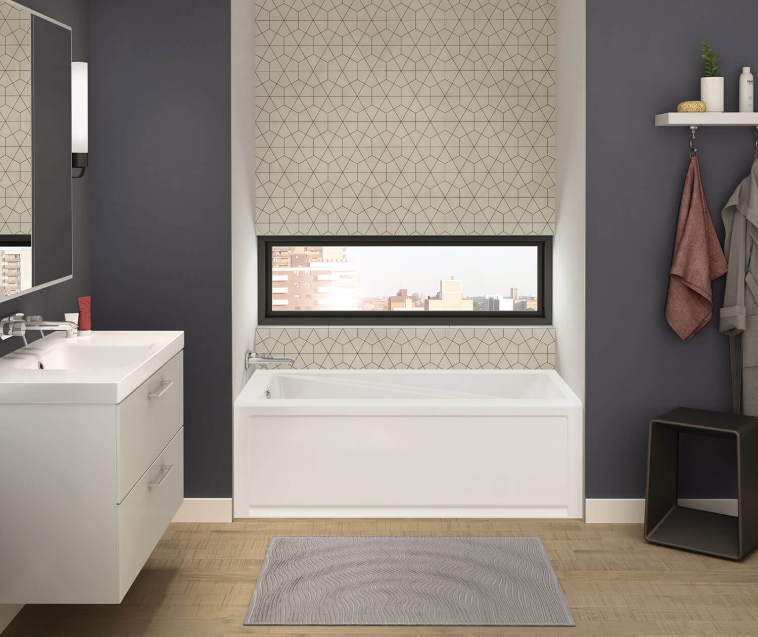 New Town 6030 IFS Acrylic Alcove Left-Hand Drain Bathtub in White - Plumbing Market