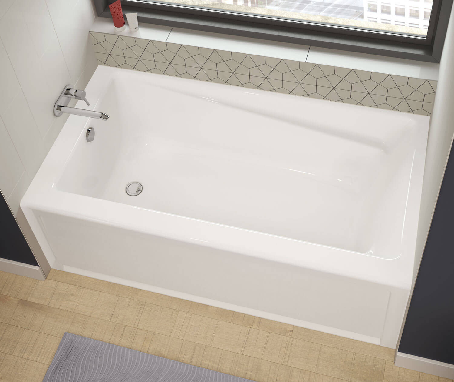 New Town 6032 IFS Acrylic Alcove Left-Hand Drain Bathtub in White - Plumbing Market