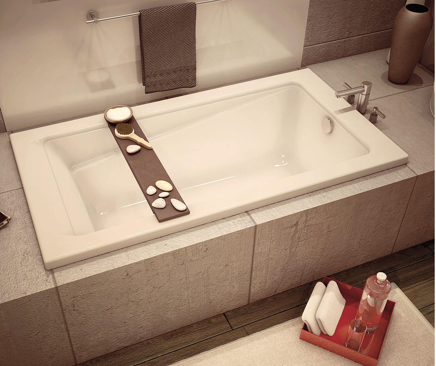 New Town 6032 Acrylic Drop-in End Drain Bathtub in White - Plumbing Market