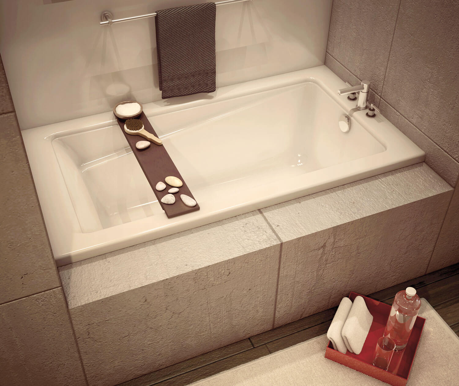 New Town 6032 IF Acrylic Alcove Left-Hand Drain Bathtub in White - Plumbing Market