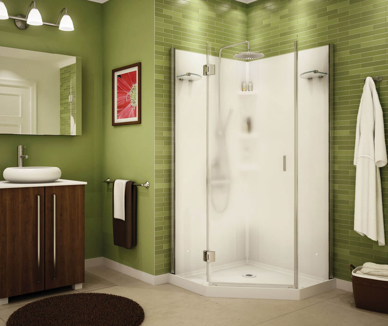 Maax Papaya 36 x 36 Polystyrene Center Drain Shower Kit in White with Clear glass  in Chrome 105545-000-129-103 - Plumbing Market