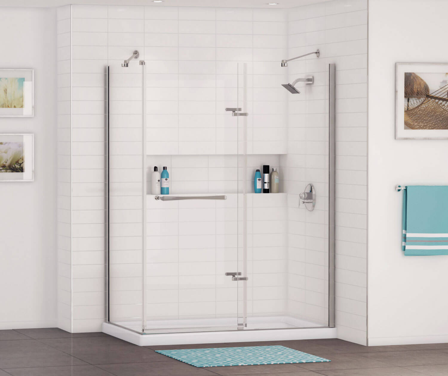 Rectangular Base 6036 3 in. Acrylic Corner Left or Right Shower Base with Left-Hand Drain in White - Plumbing Market