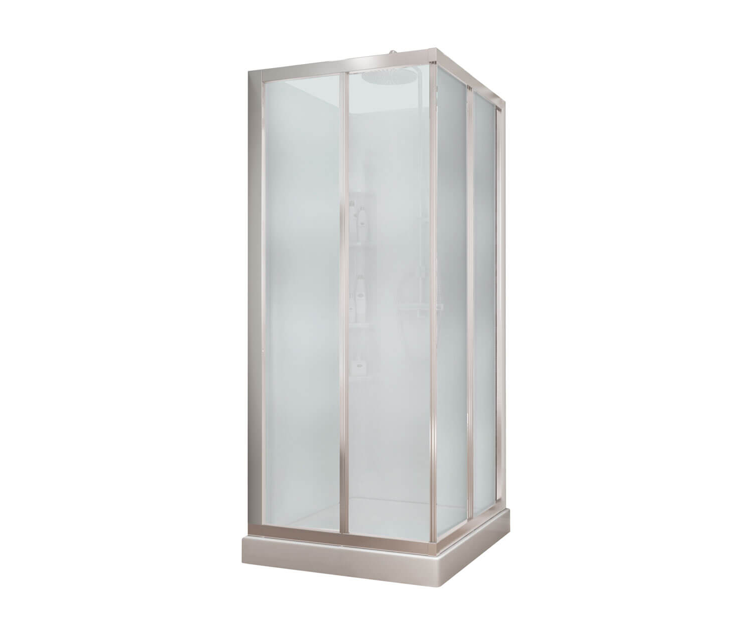 Maax 32 Mediterranean III 32 x 32 Polystyrene Center Drain Shower Kit in White with Mistelite glass  in Chrome 105605-000-129-104 - Plumbing Market