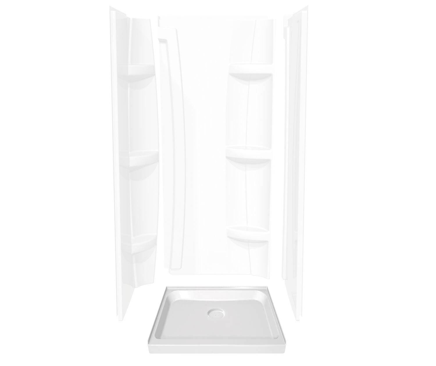 Square Base 42 3 in. 42 x 42 Acrylic Alcove Shower Base with Center Drain in White - Plumbing Market