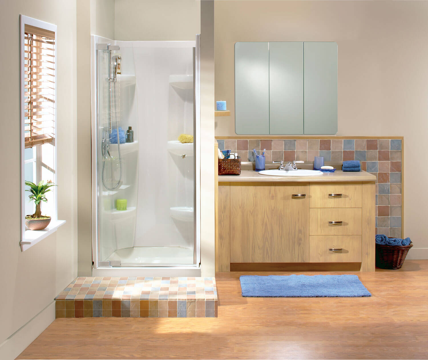 Square Base 42 3 in. 42 x 42 Acrylic Alcove Shower Base with Center Drain in White - Plumbing Market