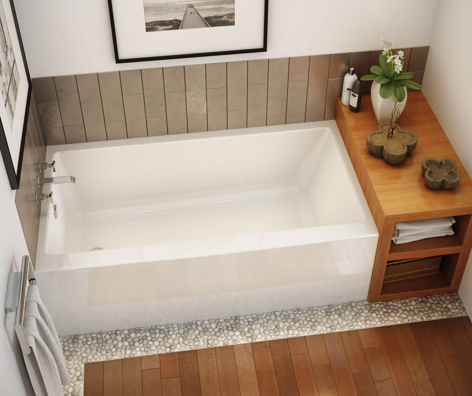 Rubix 6632 Acrylic Alcove Left-Hand Drain Bathtub in White - Plumbing Market