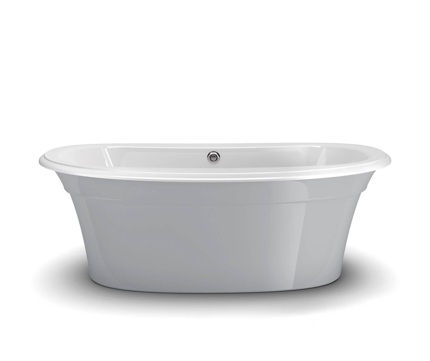 Ella Sleek 66 x 36 Acrylic Freestanding Center Drain Bathtub in White with Sterling Silver Skirt - Plumbing Market