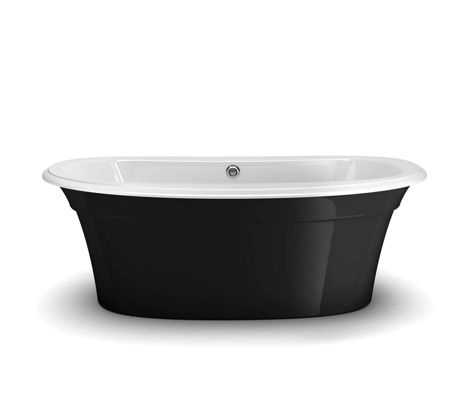Ella Sleek 66 x 36 Acrylic Freestanding Center Drain Bathtub in White with Black Skirt - Plumbing Market