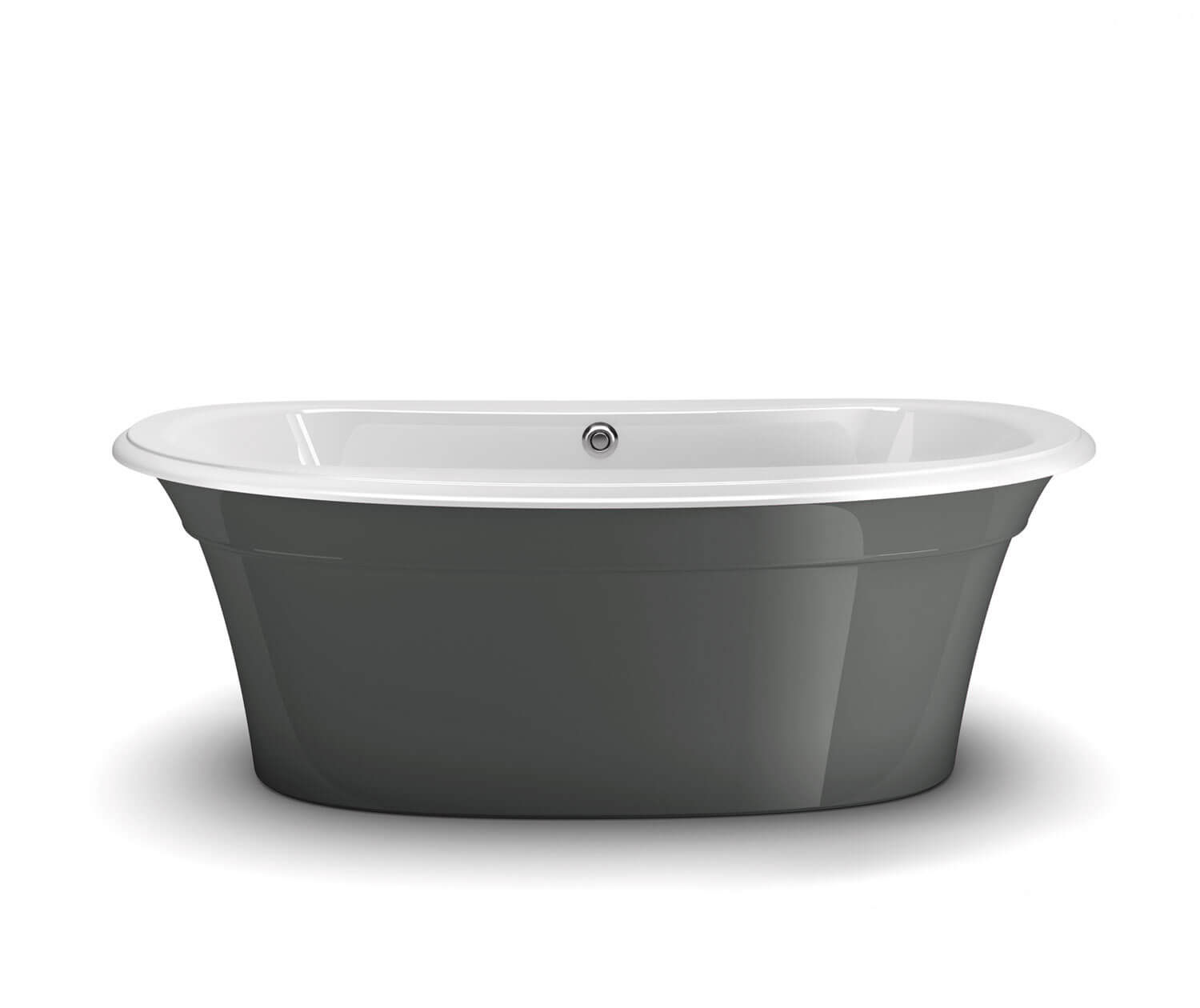 Ella Sleek 66 x 36 Acrylic Freestanding Center Drain Bathtub in White with Thunder Grey Skirt - Plumbing Market
