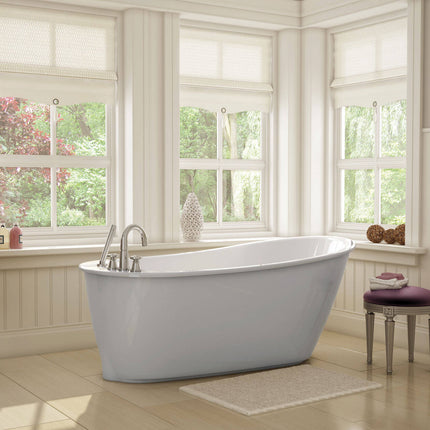 Sax 6032 AcrylX Freestanding End Drain Bathtub in White with Sterling Silver Skirt - Plumbing Market