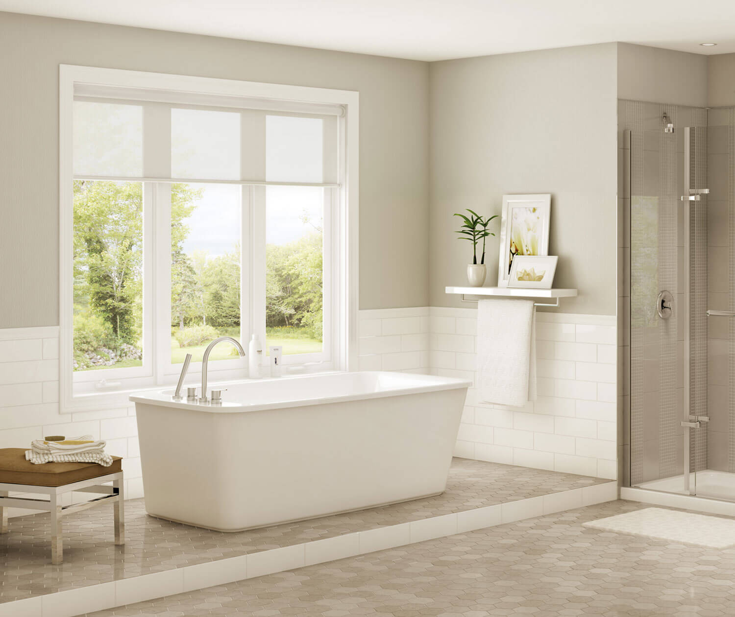 Lounge 6434 Acrylic Freestanding End Drain Bathtub in White with White Skirt - Plumbing Market
