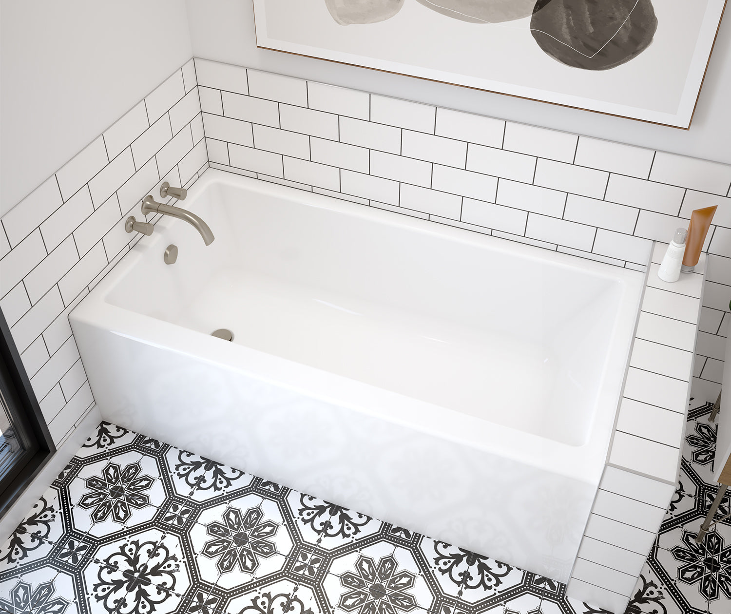 Rubix 6032 DTF Acrylic Alcove Left-Hand Drain Bathtub in White - Plumbing Market