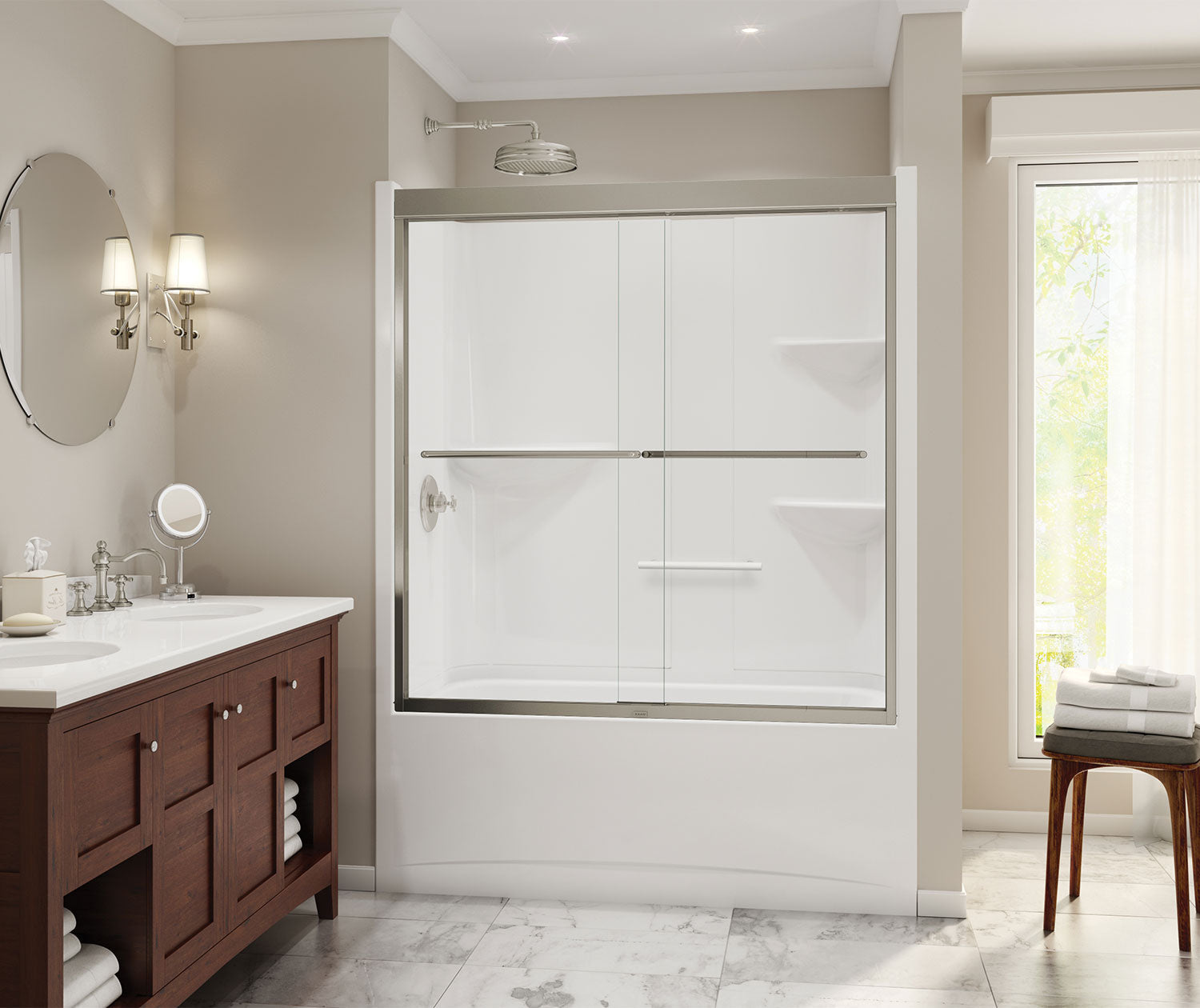 Camelia TS-6032 Acrylic Alcove Left-Hand Drain One-Piece Tub Shower in White - Plumbing Market