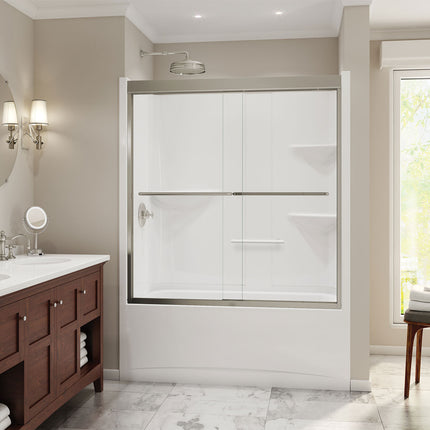 Camelia TS-6032 Acrylic Alcove Left-Hand Drain One-Piece Tub Shower in White - Plumbing Market