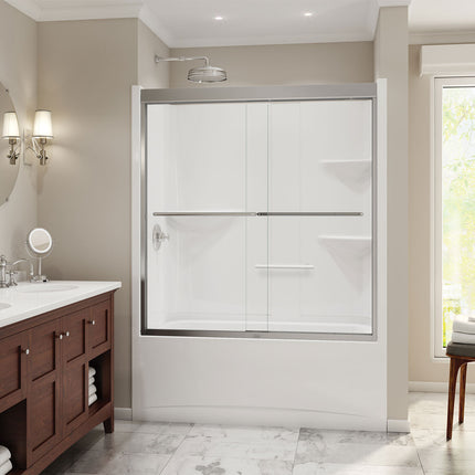 Camelia TS-6032 Acrylic Alcove Left-Hand Drain One-Piece Tub Shower in White - Plumbing Market