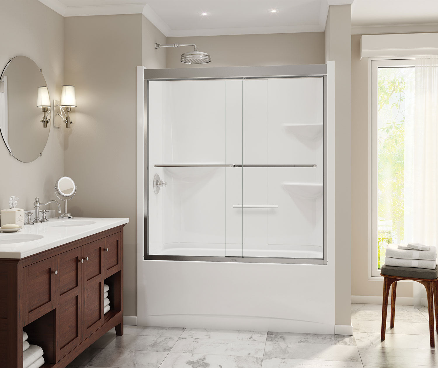 Camelia TS-6032 Acrylic Alcove Left-Hand Drain One-Piece Tub Shower in White - Plumbing Market