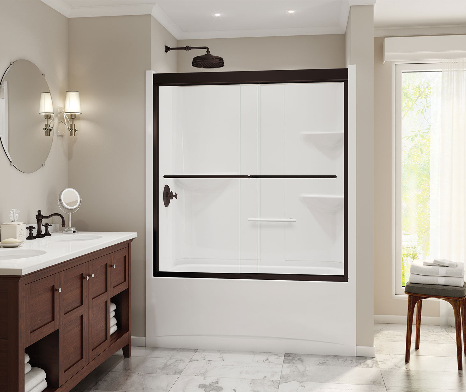 Camelia TS-6032 Acrylic Alcove Left-Hand Drain One-Piece Tub Shower in White - Plumbing Market